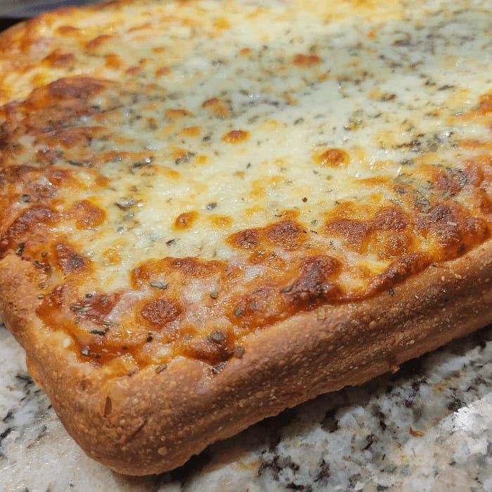 Sicilian Cheese Pizza.